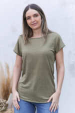 lininės bliuskutės samanų spalvos