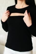 Maitinimo marškinėliai ilgomis rankovėmis iš merino