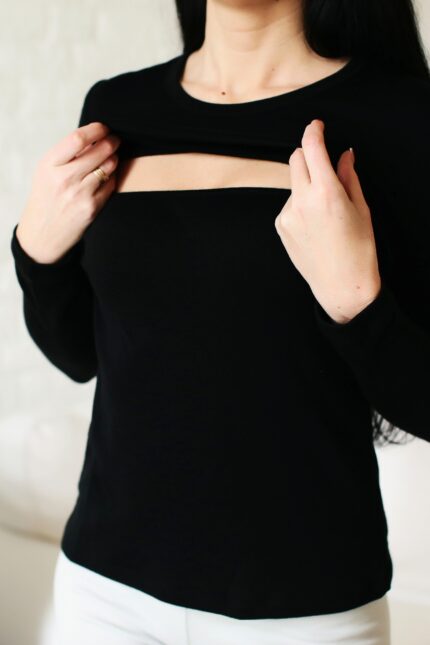 Maitinimo marškinėliai ilgomis rankovėmis iš merino