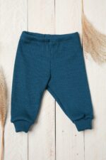 Megztos vaikiškos kelnės iš 100% merino vilnos mėlyna