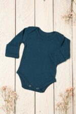 Smėlinukai ilgomis rankovėmis iš merino vilnos mėlynos spalvos