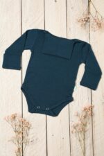 Vaikiški bodžiukai iš merino vilnos – mėlynos spalvos