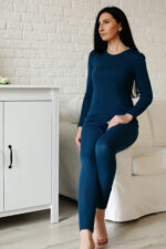 merino vilnos apatines kelnes jūros spalvos