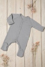 Merino vilnos šliaužtinukai kūdikiams su pėdutėmis pilkas