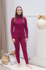 merino vilnos tamprės baklažano spalvos su golfu