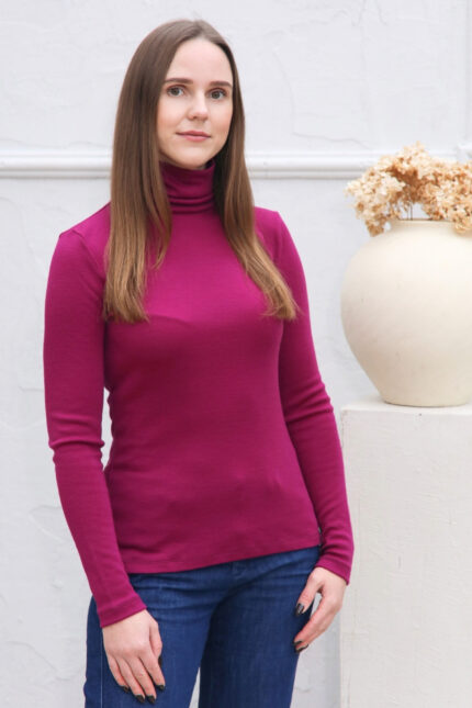 baklažano spalvos moteriški golfai su vilna