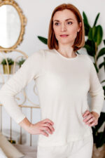 moteriški marškinėliai ilgomis rankovėmis su merino vilna ir šilku