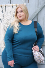 moteriški marškinėliai ilgomis rankovėmis jūros spalvos xxxl dydžiams