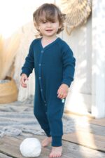 Šilti merino vilnos romperiukai kūdikiui iš megzto audinio, patogūs vėsesniam orui
