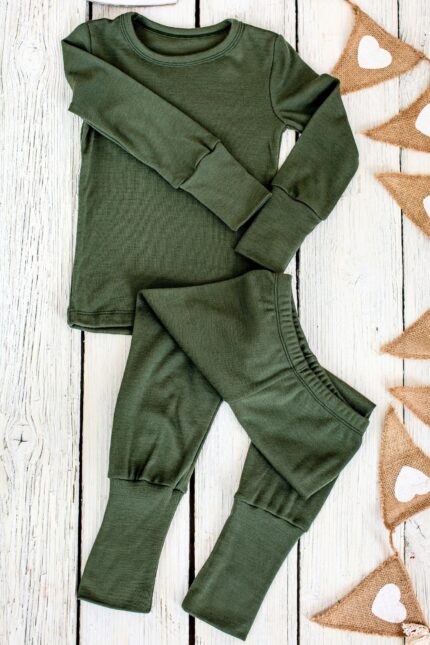Merino vilnos pižama vaikams, dviejų dalių komplektas