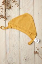Lininė kepurytė kūdikiui geltona