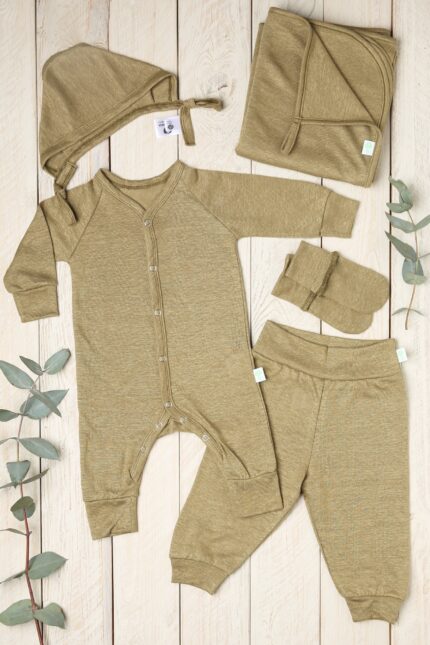 Naujagimio komplektas iš 100% lino