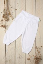 Baltos Lino kelnytės kūdikiui iš minkšto 100% lino trikotažo