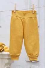 lininės kelnės vaikams geltonos spalvos