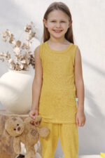 vaikiški lino marškinėliai be rankovių